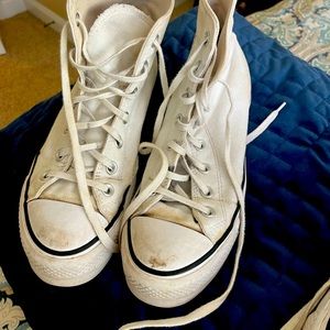 White Converse Platform High Tops 1